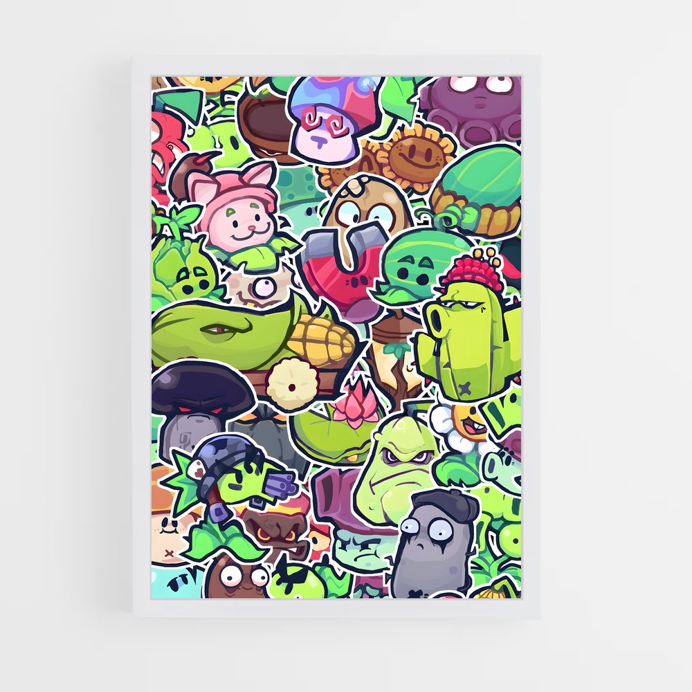 Poster Les Héros de Zomburbia – affiche Plants vs zombies (vue 3)